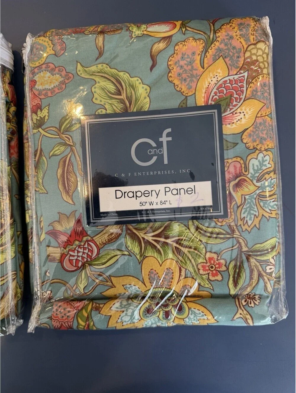 C & F Drapery/Curtain Panels Set Of 2 50”X 84” Floral Jewel Colors Cotton New